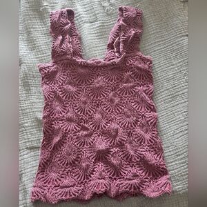 Women's Maroon Crochet Tank Top